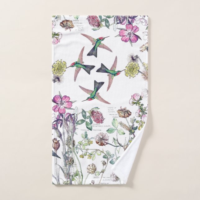 Hummingbird Bird Wildflower Flower Bath Towel Set (Hand Towel)