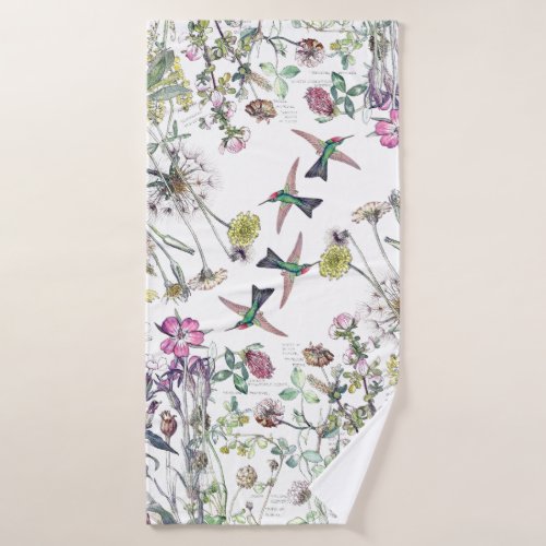 Hummingbird Bird Wildflower Flower Bath Towel Set