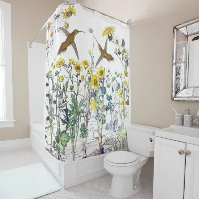 Hummingbird Bird Wildflower Flowers Shower Curtain Zazzle