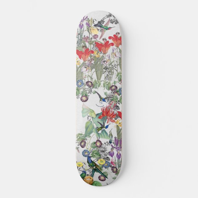 Hummingbird Bird Wildlife Animal Floral Skateboard Deck (Front)