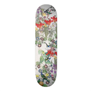 Hummingbird Bird Wildlife Animal Floral Skateboard Deck