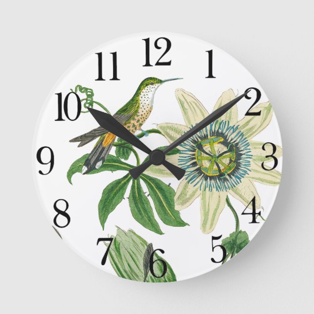 Hummingbird Bird Wildlife Animal Flower Wall Clock (Front)