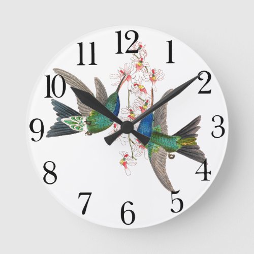 Hummingbird Bird Wildlife Animal Flower Wall Clock