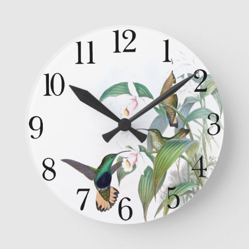 Hummingbird Bird Wildlife Animal Flower Wall Clock