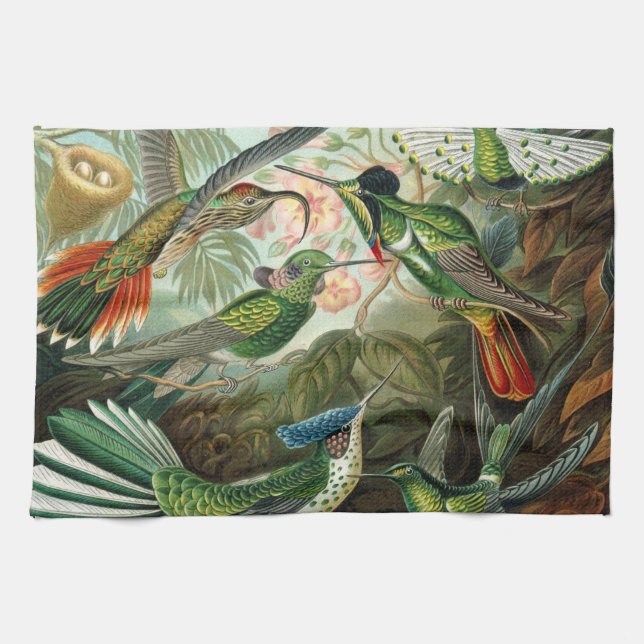 hummingbird bird wildlife classic painting kitchen towel (Horizontal)