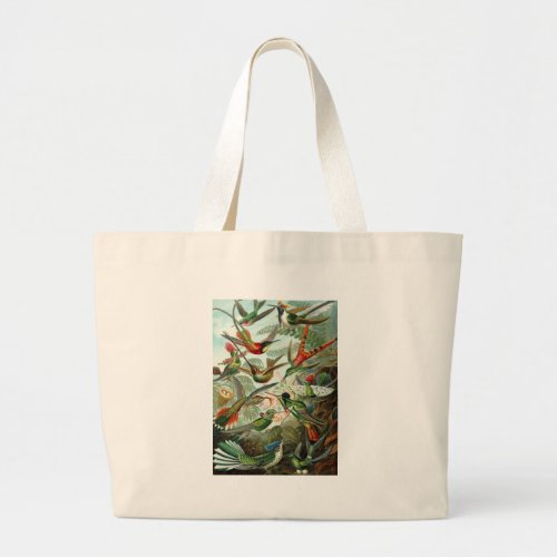 hummingbird bird wildlife classic painting large tote bag