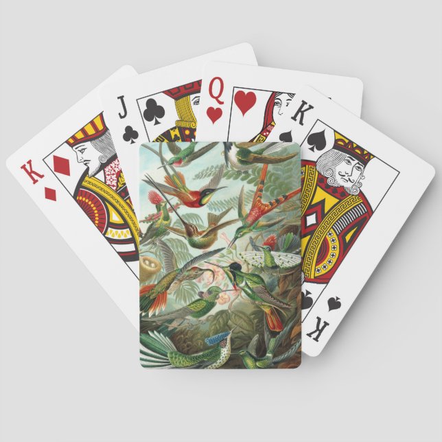 hummingbird bird wildlife classic painting poker cards (Back)