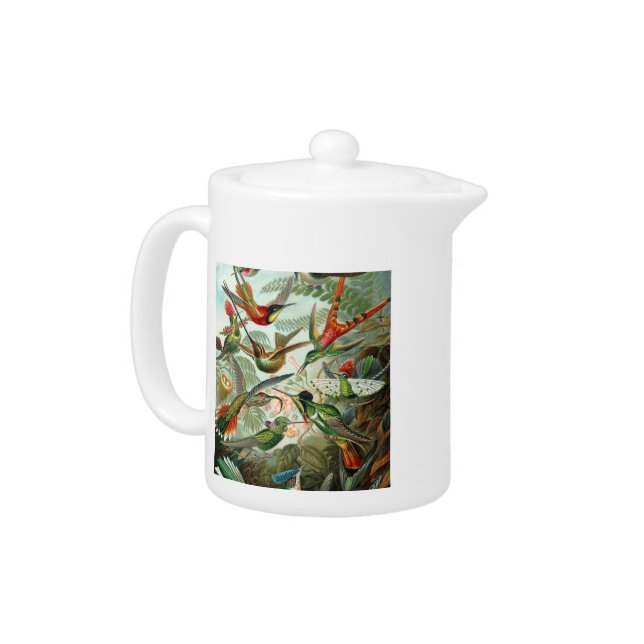 hummingbird bird wildlife classic painting teapot (Left)