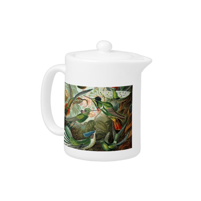 hummingbird bird wildlife classic painting teapot (Left)