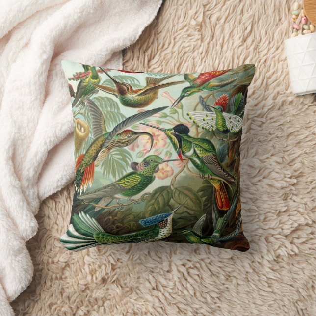 hummingbird bird wildlife classic painting throw pillow (Blanket)