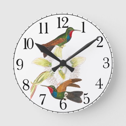 Hummingbird Bird Wildlife Floral Wall Clock