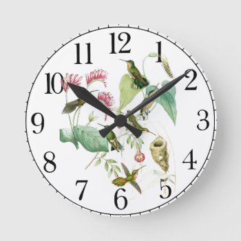 Hummingbird Bird Wildlife Floral Wall Clock by farmer77 at Zazzle