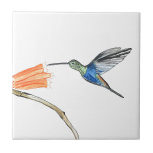 Hummingbird Bird Wildlife Watercolor Colorful Ceramic Tile