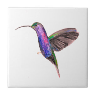 Hummingbird Bird Wildlife Watercolor Colorful Ceramic Tile