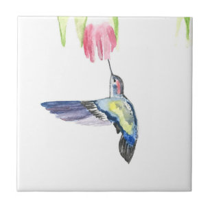 Hummingbird Bird Wildlife Watercolor Colorful  Ceramic Tile