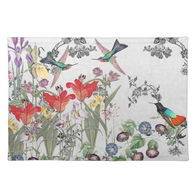 Hummingbird Birds Animal Flower Garden Placemat (Front)