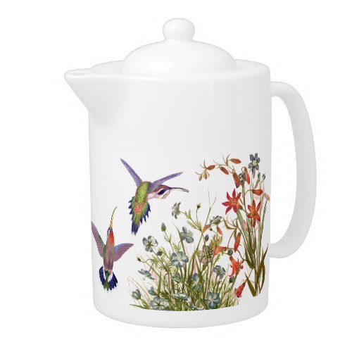 Hummingbird Birds Animals Floral Flower Garden Teapot