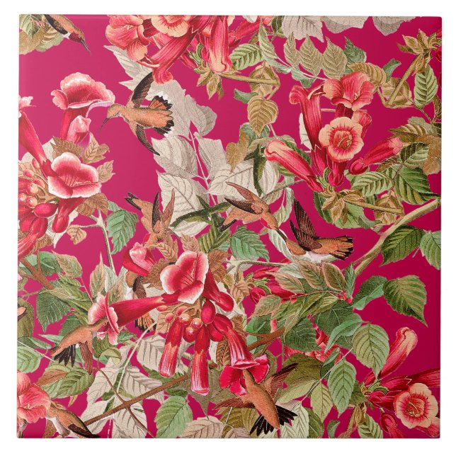 Hummingbird Birds Audubon Wildlife Animals Flowers Ceramic Tile (Front)