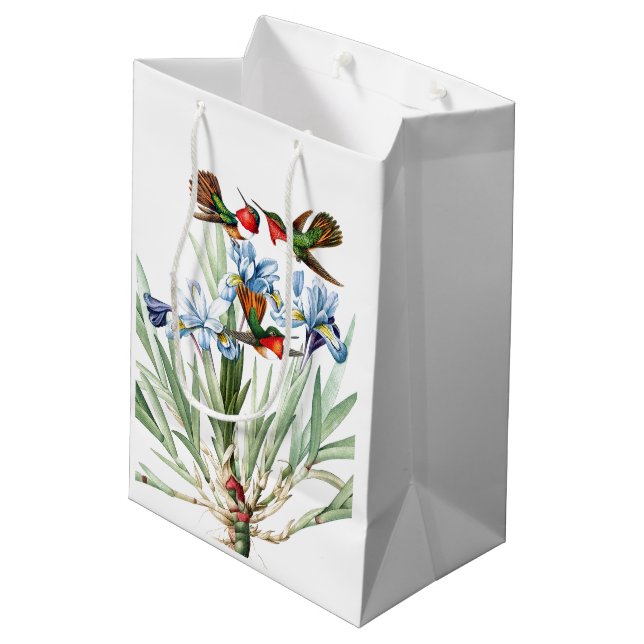 Hummingbird Birds Blue Iris Flowers Gift Bag (Back Angled)