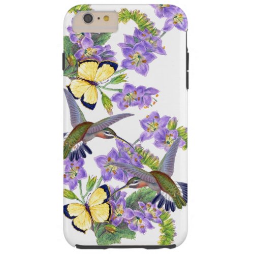 Hummingbird Birds Butterflies Flowers Floral Tough iPhone 6 Plus Case