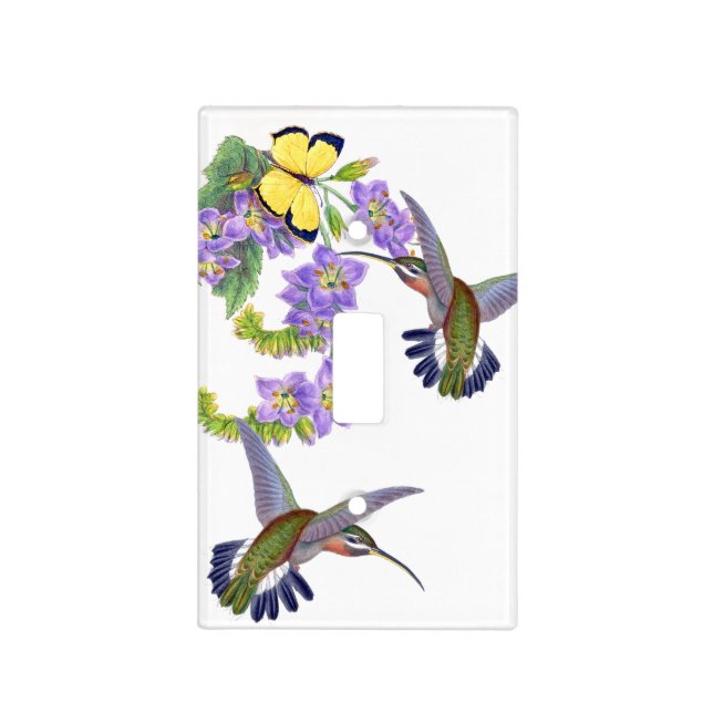 Hummingbird Birds Butterfly Flowers Floral Light Switch Cover (Front)