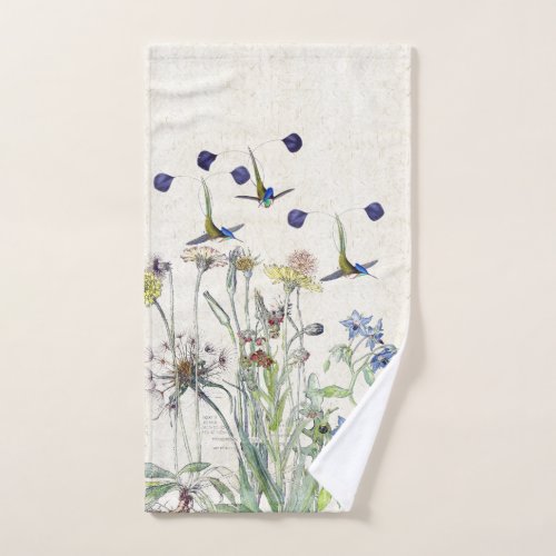 Hummingbird Birds Catsear Flowers Bath Towel Set