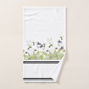 Hummingbird Birds Columbine Flowers Bath Towel Set