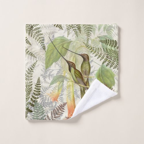 Hummingbird Birds Ferns Flowers Wash Cloth