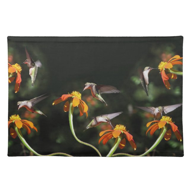 Hummingbird Birds Floral Animal Wildlife Flowers Placemat (Front)