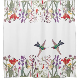 Hummingbird Birds Flower Garden Shower Curtain
