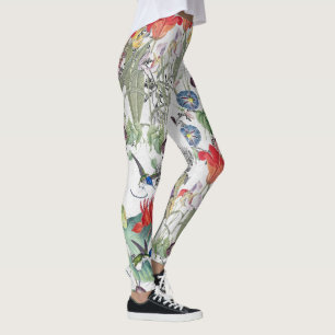 Hummingbird Birds Flowers All Over Print Leggings