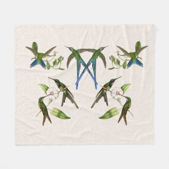 Hummingbird Birds Flowers Animals Fleece Blanket