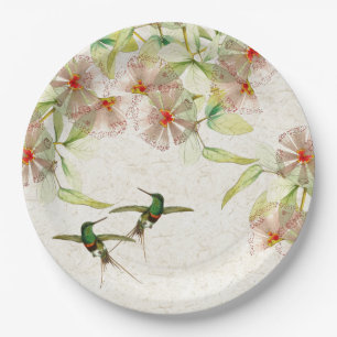 Hummingbird Birds Flowers Animals Paper Plates