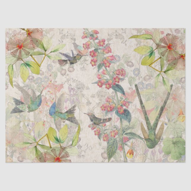 Hummingbird Birds Flowers Animals Tissue Paper (Front)