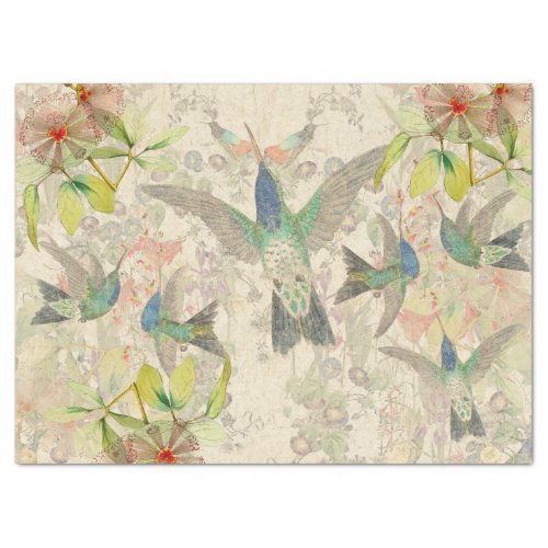 Hummingbird Birds Flowers Animals Tissue Paper