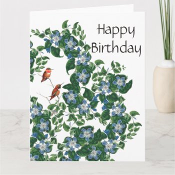 Hummingbird Birds Flowers Floral Birthday Card by farmer77 at Zazzle