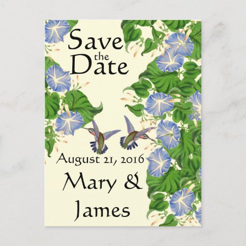 Hummingbird Birds Flowers Floral Save Date Announcement Postcard