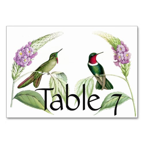 Hummingbird Birds Flowers Floral Table Card