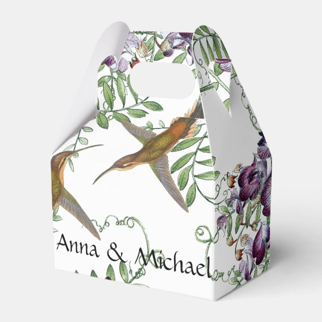 Hummingbird Birds Flowers Floral Vine Favor Box (Front Side)