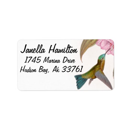 Hummingbird Birds Flowers Floral Wildlife Animals Label