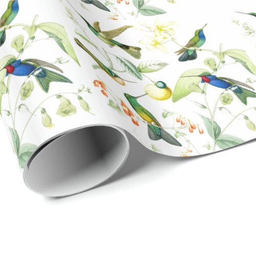 Hummingbird Birds Flowers Floral Wrapping Paper