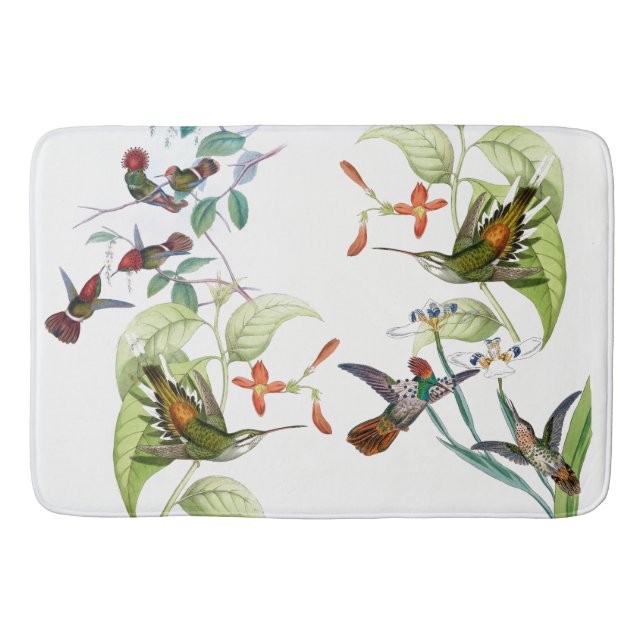 Hummingbird Birds Flowers Wildlife Animal Bath Mat (Front)