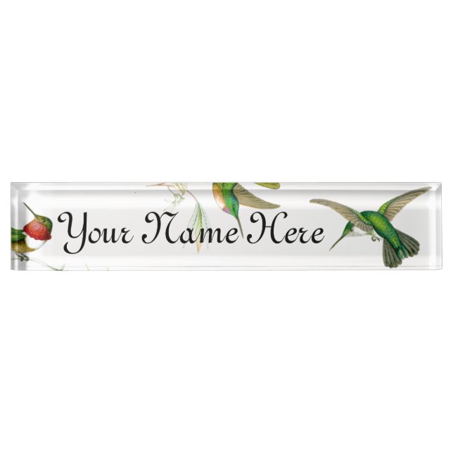 Hummingbird Birds Flowers Wildlife Animals Floral Desk Name Plate (Front)