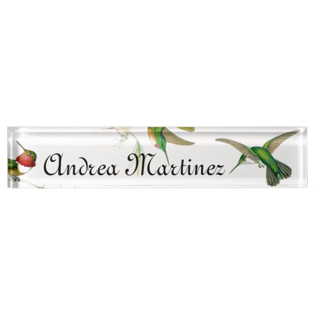 Hummingbird Birds Flowers Wildlife Animals Floral Desk Name Plate (Front)
