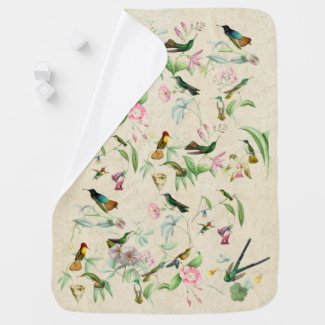 Hummingbird Birds & Flowers Wildlife Baby Blanket