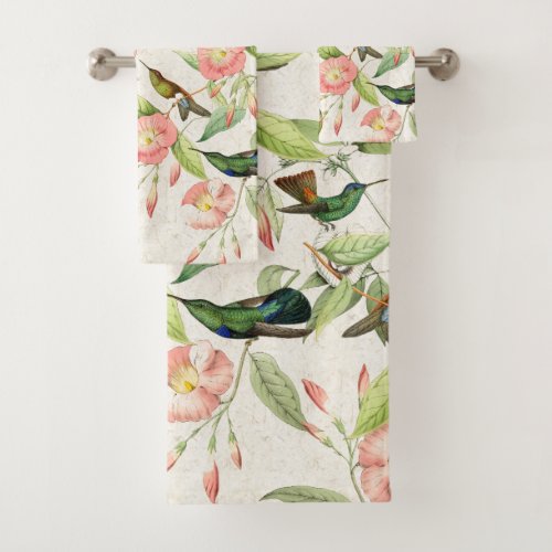 Hummingbird Birds Flowers Wildlife Bath Towel Set