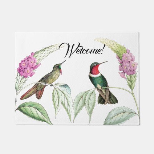 Hummingbird Birds Flowers Wildlife Welcome Doormat
