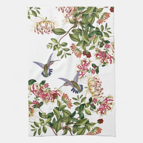 Hummingbird Birds Honeysuckle Floral Flower Towels