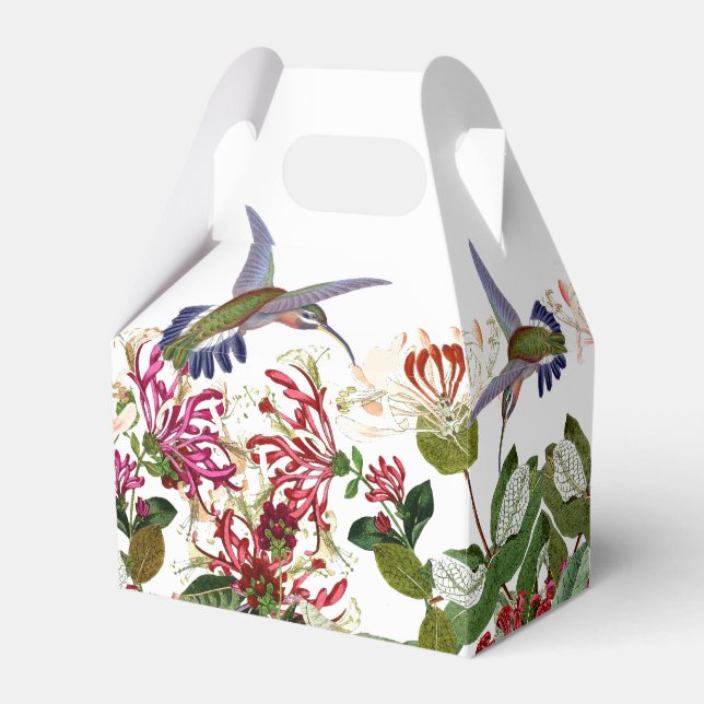Hummingbird Birds Honeysuckle Flower Floral Favor Boxes (Front Side)