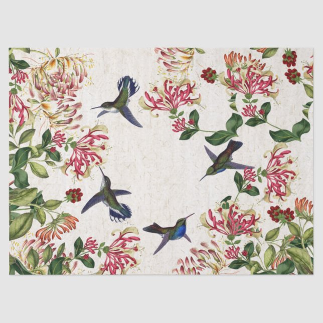 Hummingbird Birds Honeysuckle Flowers Tissue Paper (Front)